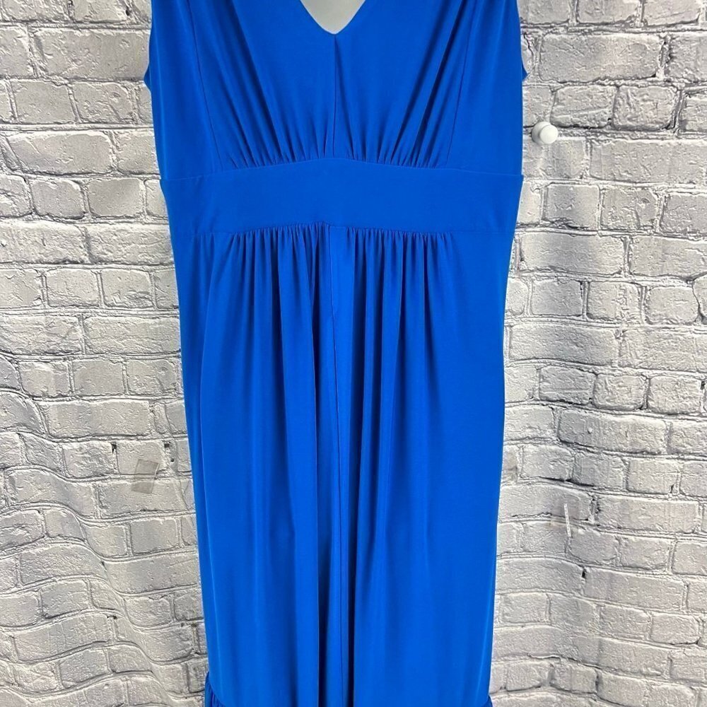 Travelsmith Blue Blue Ruffle Hem Knit Knotted Straps Maxi Dress Size M - Picture 10 of 11